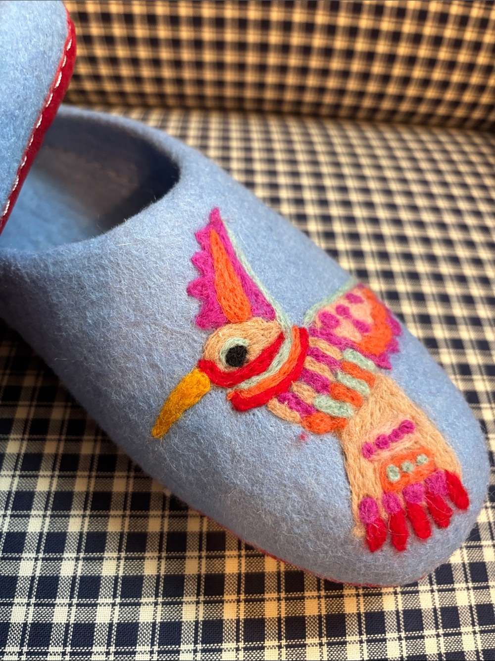 Boiled wool Blue Felt Women's Slip-On Slippers - Picture 4 of 8